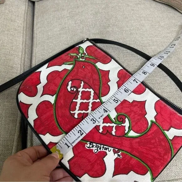 Brighton Bag Mini Crossbody Red Love Dove Canvas Pouch Long Strap Tassel Purse - Picture 13 of 15